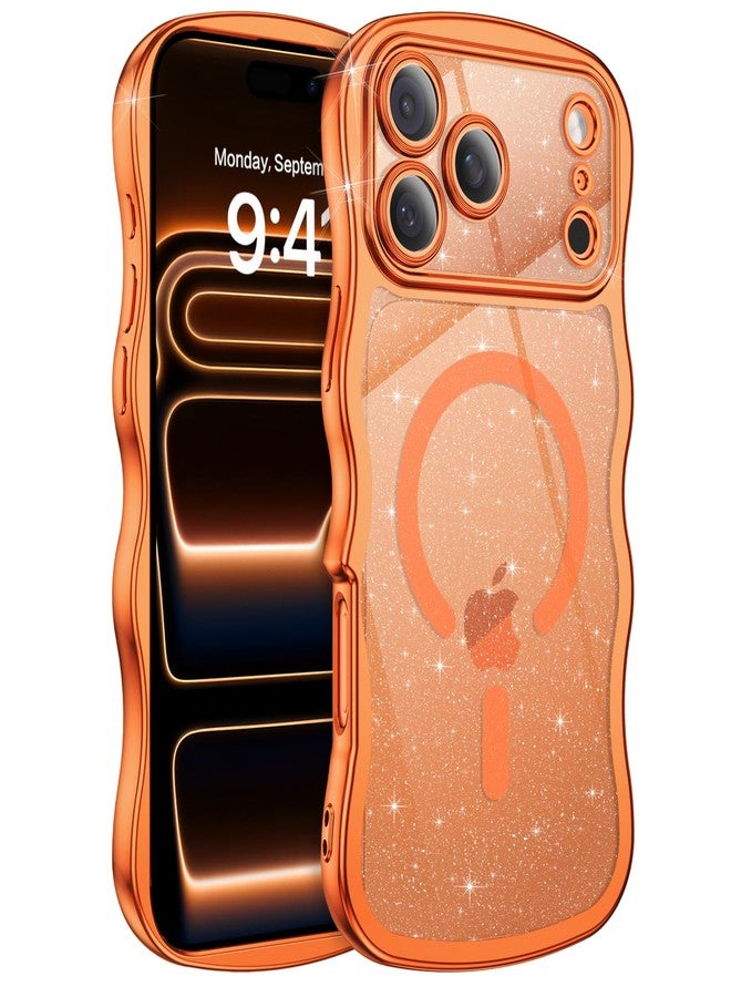 بنتوبين جراب BENTOBEN شفاف لامع لهاتف iPhone 17 Pro Max 2025 [متوافق مع MagSafe] جراب هاتف أنيق بتصميم مجعد ومموج، مطلي، مانع للانزلاق، بظهر مغناطيسي صلب، مناسب للرجال والنساء، لهاتف iPhone 17 Pro Max مقاس 6.9 بوصة، لون برتقالي كوني - Image 1