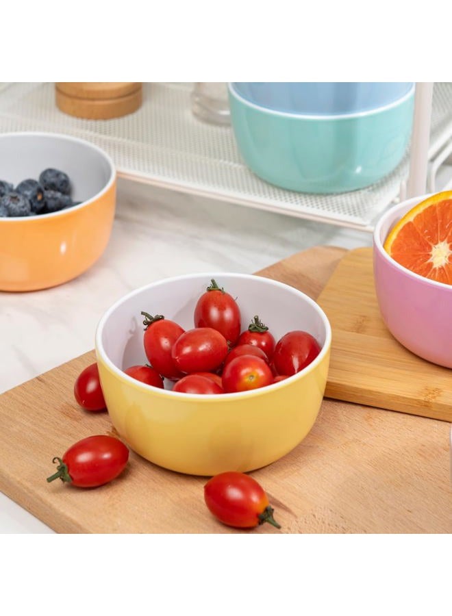Bzyoo Set of 6 Small ColorPop Melamine Bowls - 4.5" 14.3 OZ Dipping, Dessert, Snack, Serving for Side Dishes, Soups, Salads, Ice Cream, and Parties - Pastel - Image 4