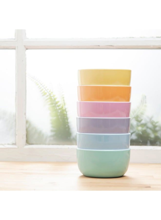 Bzyoo Set of 6 Small ColorPop Melamine Bowls - 4.5" 14.3 OZ Dipping, Dessert, Snack, Serving for Side Dishes, Soups, Salads, Ice Cream, and Parties - Pastel - Image 1
