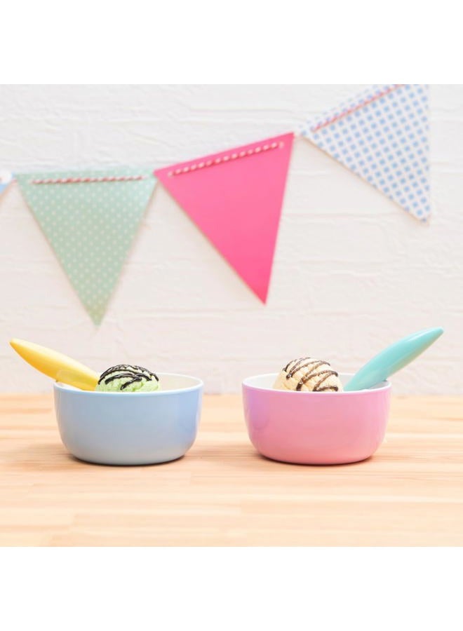 Bzyoo Set of 6 Small ColorPop Melamine Bowls - 4.5" 14.3 OZ Dipping, Dessert, Snack, Serving for Side Dishes, Soups, Salads, Ice Cream, and Parties - Pastel - Image 3