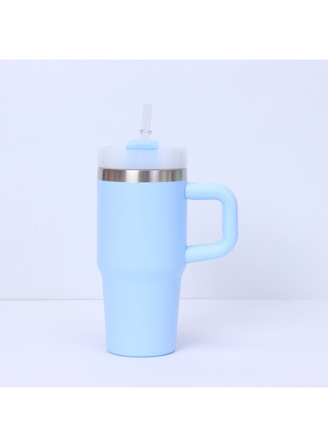 14oz Handle Ice Cup 304 Stainless Steel Thermos Cup Portable Car Cup Straw Cup