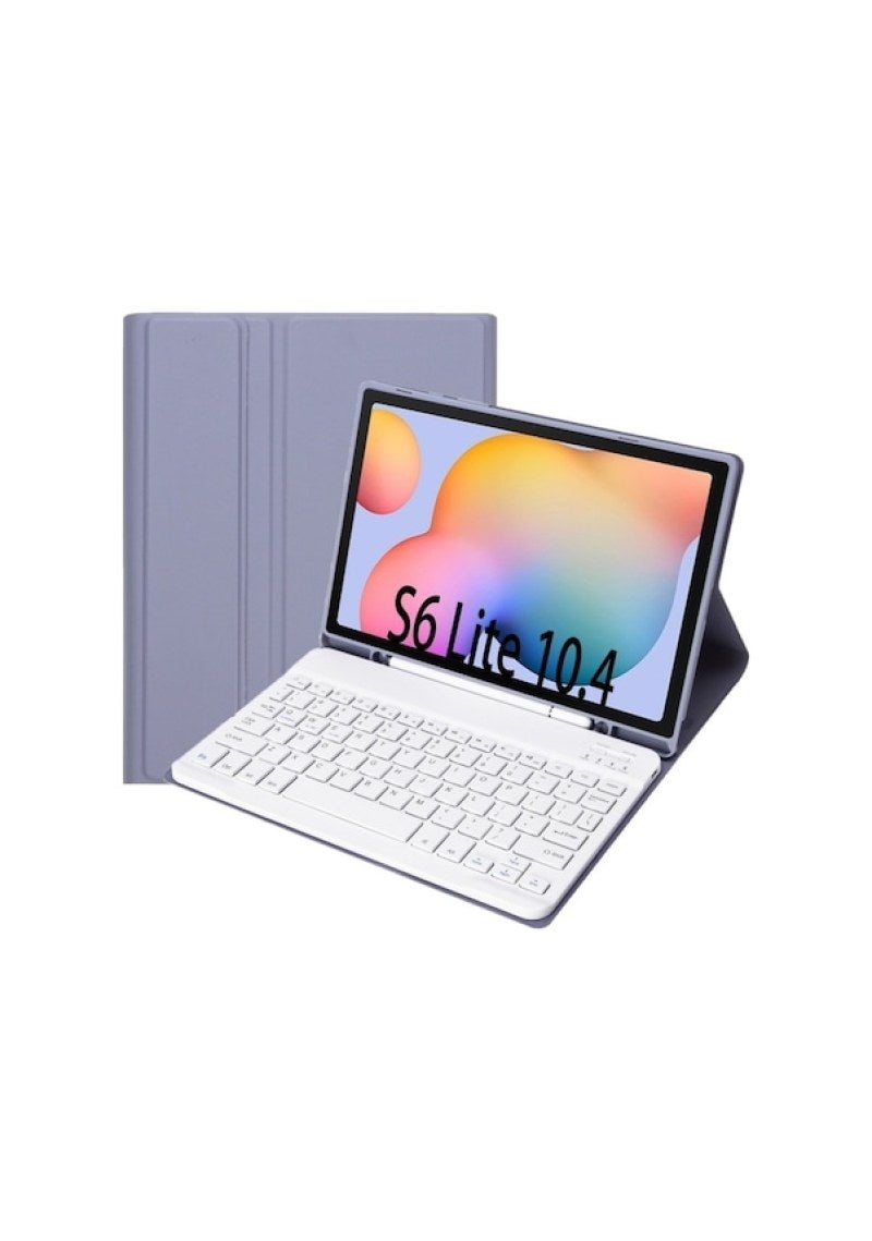 Purple Tablet Case: Premium Leather Material, Built-in Bluetooth Keyboard - Precise Cutouts, Magnetic Closure for Samsung Tab S6 Lite for On-the-go Productivity & Tablet Protection - Image 1