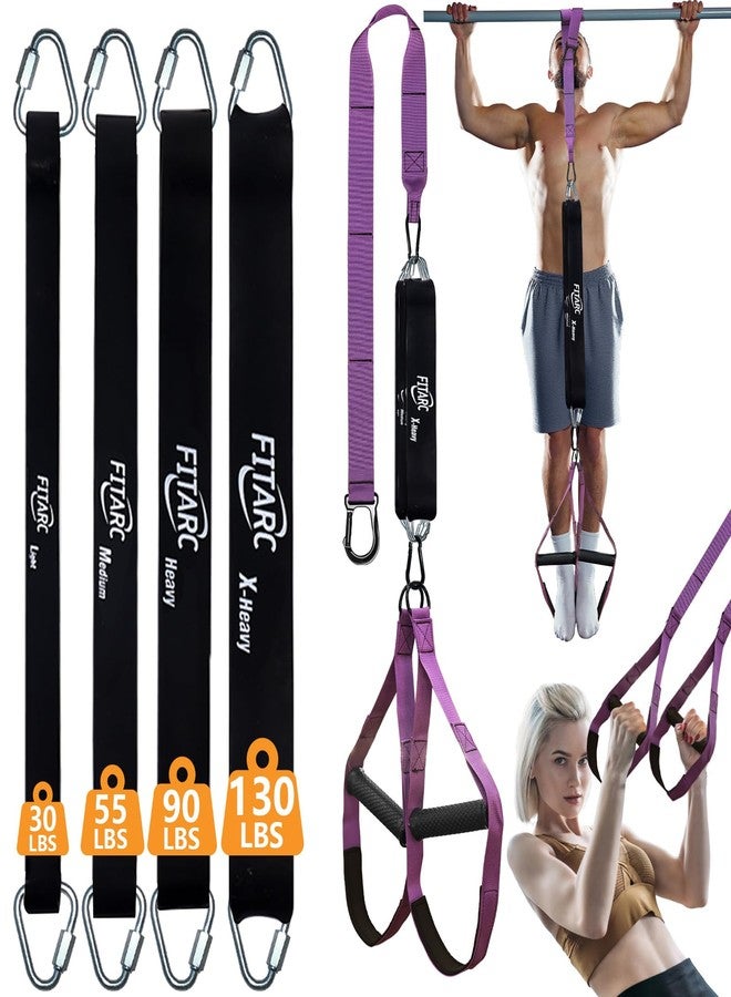 Fitarc مجموعة أحزمة مساعدة للسحب من فيتارك، حزام مساعد للسحب بمقبض، 14 مستوى من المساعدة حتى 300 رطل، بنفسجي - Image 1