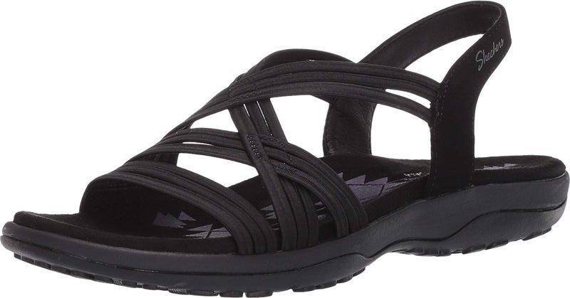 Skechers Women's Reggae Slim-Simply Stretch Sport Sandal, Black, 8