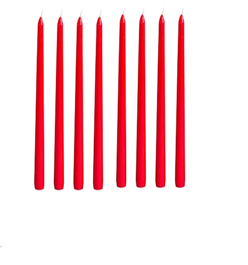 atorakushon® Smokeless Scented Paraffin Wax Red Tapered Stick Candles Decorations for Living Room, Hall Room, Dinner Table,Birthday Party, Pack of 8 - Image 3