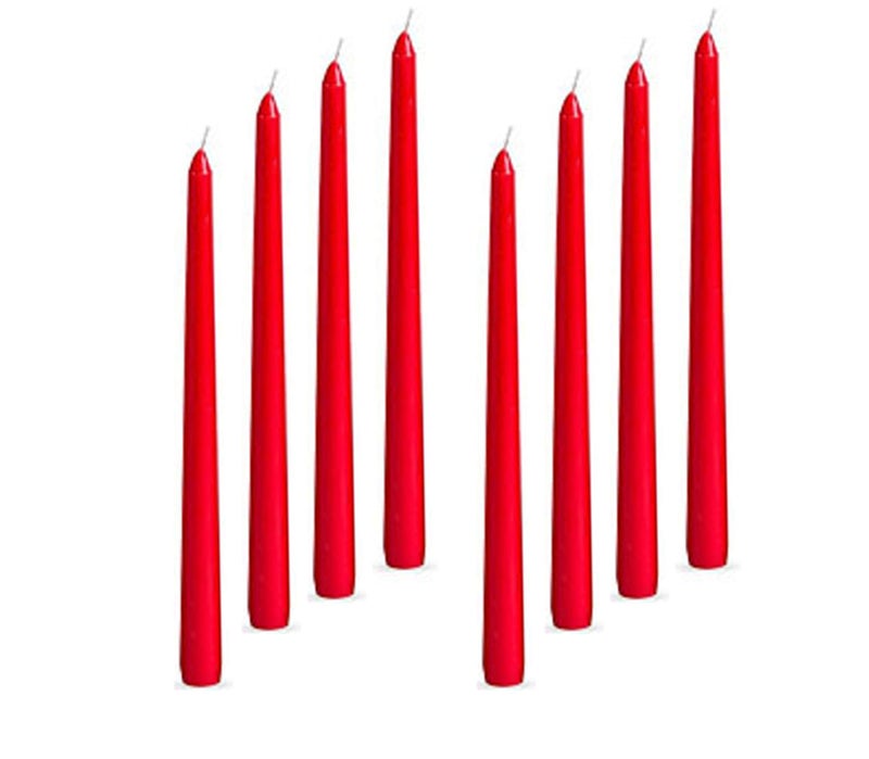 atorakushon® Smokeless Scented Paraffin Wax Red Tapered Stick Candles Decorations for Living Room, Hall Room, Dinner Table,Birthday Party, Pack of 8 - Image 2