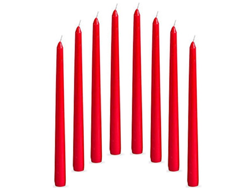 atorakushon® Smokeless Scented Paraffin Wax Red Tapered Stick Candles Decorations for Living Room, Hall Room, Dinner Table,Birthday Party, Pack of 8 - Image 1