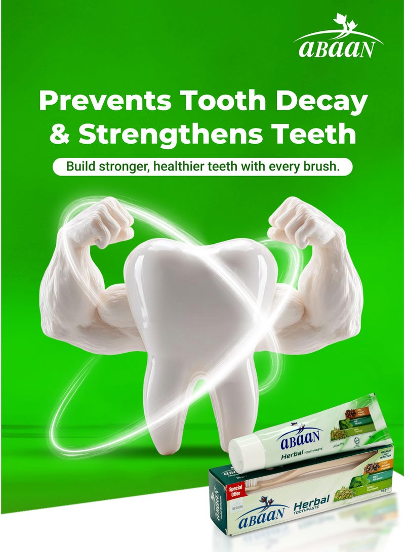 ABAAN Herbal 175g Toothpaste with Maximum Cavity Protection, Strengthens Tooth, Freshens Breath, Oral Care, 1 Concord Toothbrush is Free - Image 3