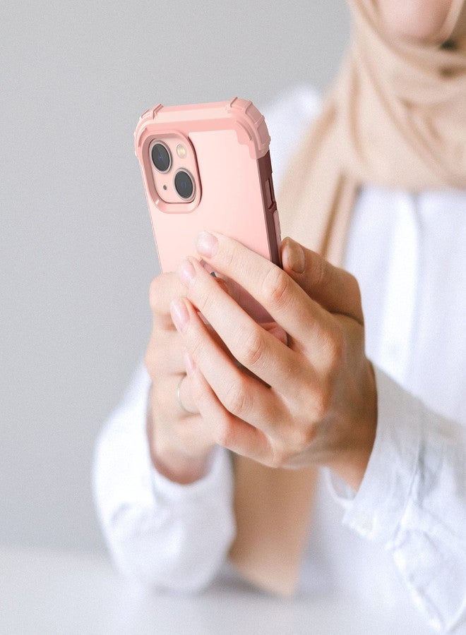 اي دي ويل جراب IDweel لهاتف iPhone 15 Plus مع واقي شاشة، 3 في 1 مقاوم للصدمات، نحيف، هجين، شديد التحمل، غطاء من البولي كربونات الصلب، مصد من السيليكون الناعم، جراب كامل للجسم (ذهبي وردي) - Image 4