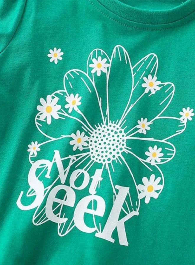 YUNIQEE Green Printed Short Sleeve Crew Neck T-Shirt