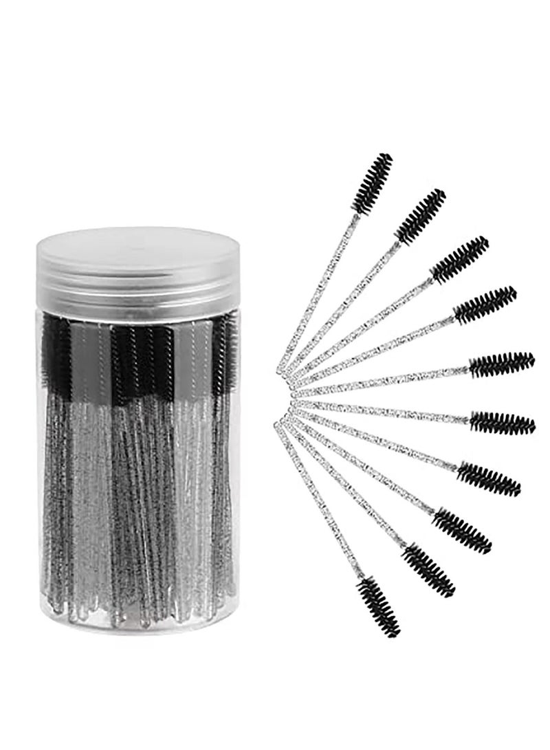 100 PCS Disposable Eyelash Brush, Mascara Wands Makeup Brushes Applicators Kits for Eyelash Extensions and Eyebrow Brush with Container - Image 1
