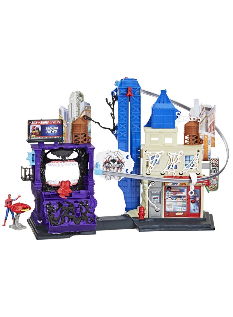 SPIDERMAN Marvel Spider-Man VenomVersus Web Slinging City Playset with 4-Inch (10 CM) Action Figure & Accessories, 30+ Features, Super Hero Toys & Playsets, 4+ - Image 3