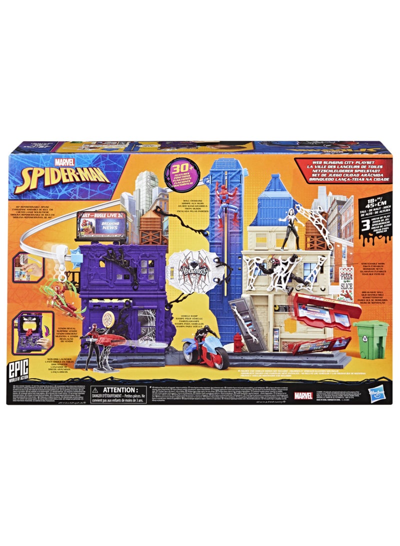 SPIDERMAN Marvel Spider-Man VenomVersus Web Slinging City Playset with 4-Inch (10 CM) Action Figure & Accessories, 30+ Features, Super Hero Toys & Playsets, 4+ - Image 5