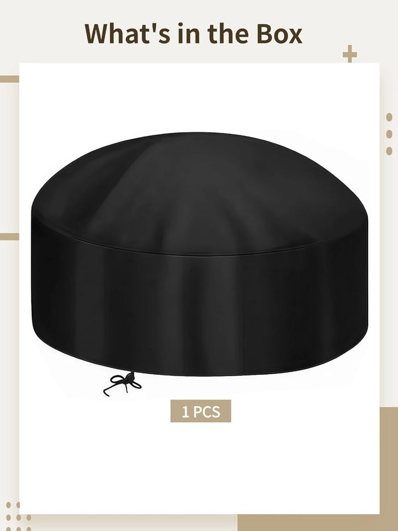 32 Inch Fire Pit Cover, Round Patio Fireplace Cover, Weather Resistant Oxford Fabric, Black Protective Cover - Image 5