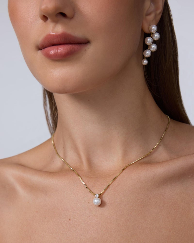 PAVOI 14K Yellow Gold Plated Pearl Pendant Necklaces for Women - Dainty Pearl Necklace Drop with Cubic Zirconia - Simple Wedding Jewelry for Brides & Bridesmaids - Image 2