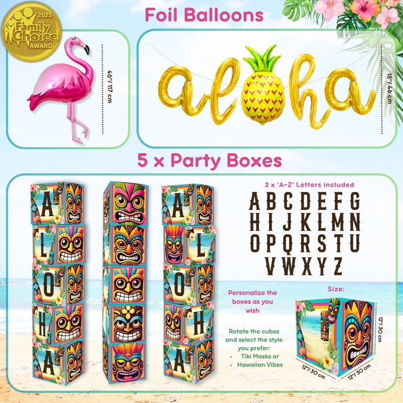 RainMeadow 180 pc Premium Luau Party Decorations Set â€“ Hawaiian Birthday Party Decor with Balloons, Backdrop, Table Skirt, Toppers & More â€“ Tropical Aloha Themed Supplies for Indoor & Outdoor Celebrations - Image 5