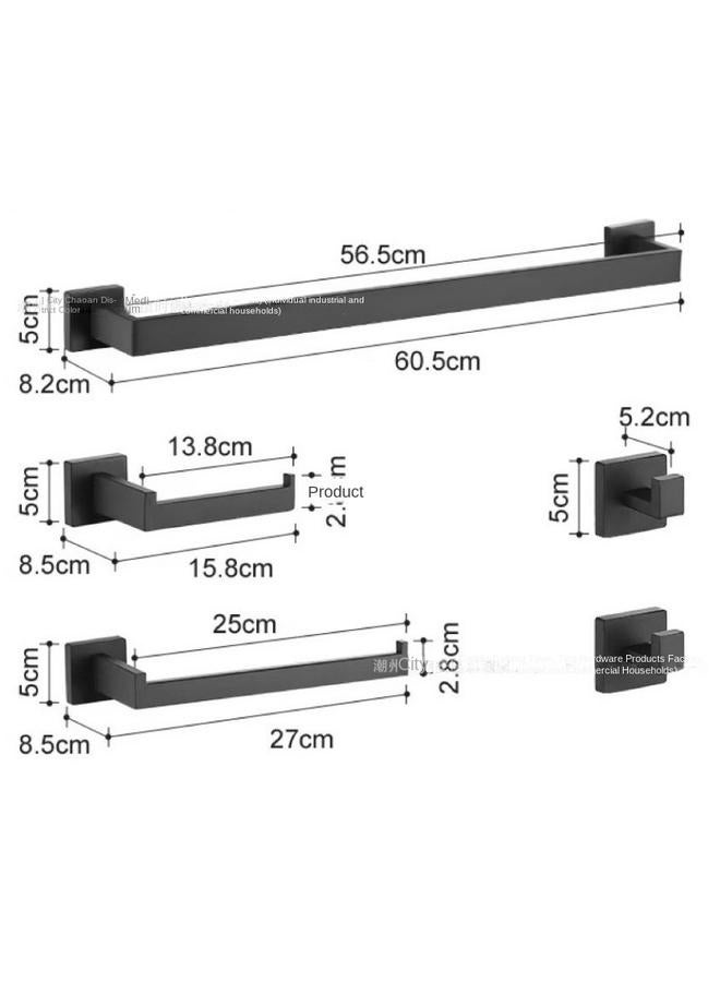 Bluejw Square Tube Five Pieces Suit Stainless Steel Towel Bar Towel Ring Tissue Holder Hook Bathroom Bathroom Bathroom Pendant In Stock - Image 1