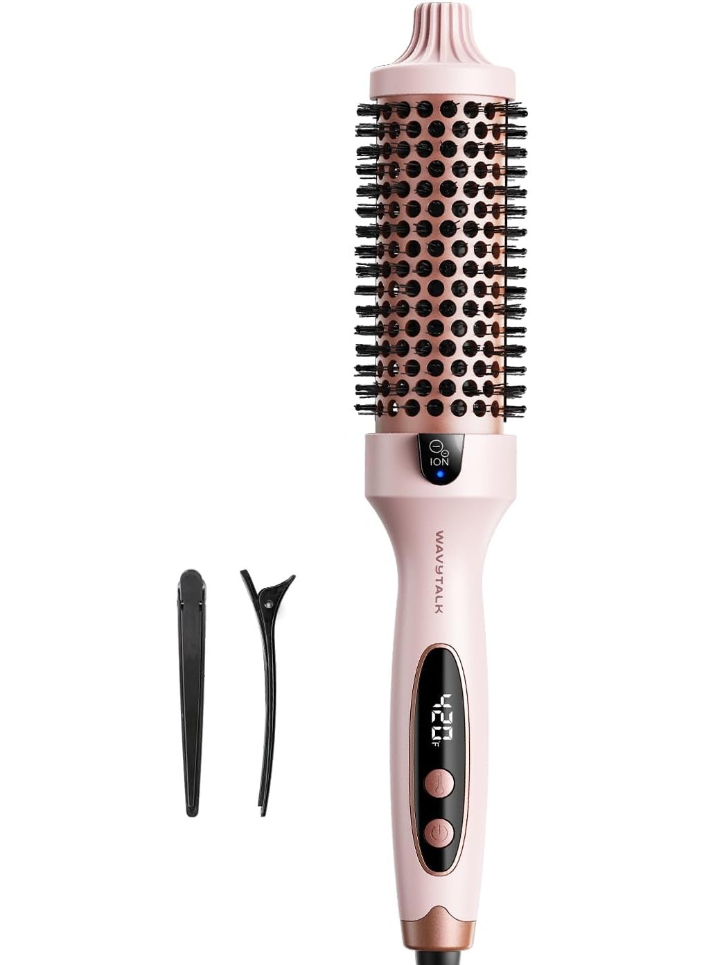 wavytalk Wavytalk Thermal Brush Blowout Boost 15 inch Heated Round Brush for Blowout Look Dual Voltage Pink Sakura Tourmaline Ceramic Negative Ion Technology 5 Temperature Settings Less Damage 