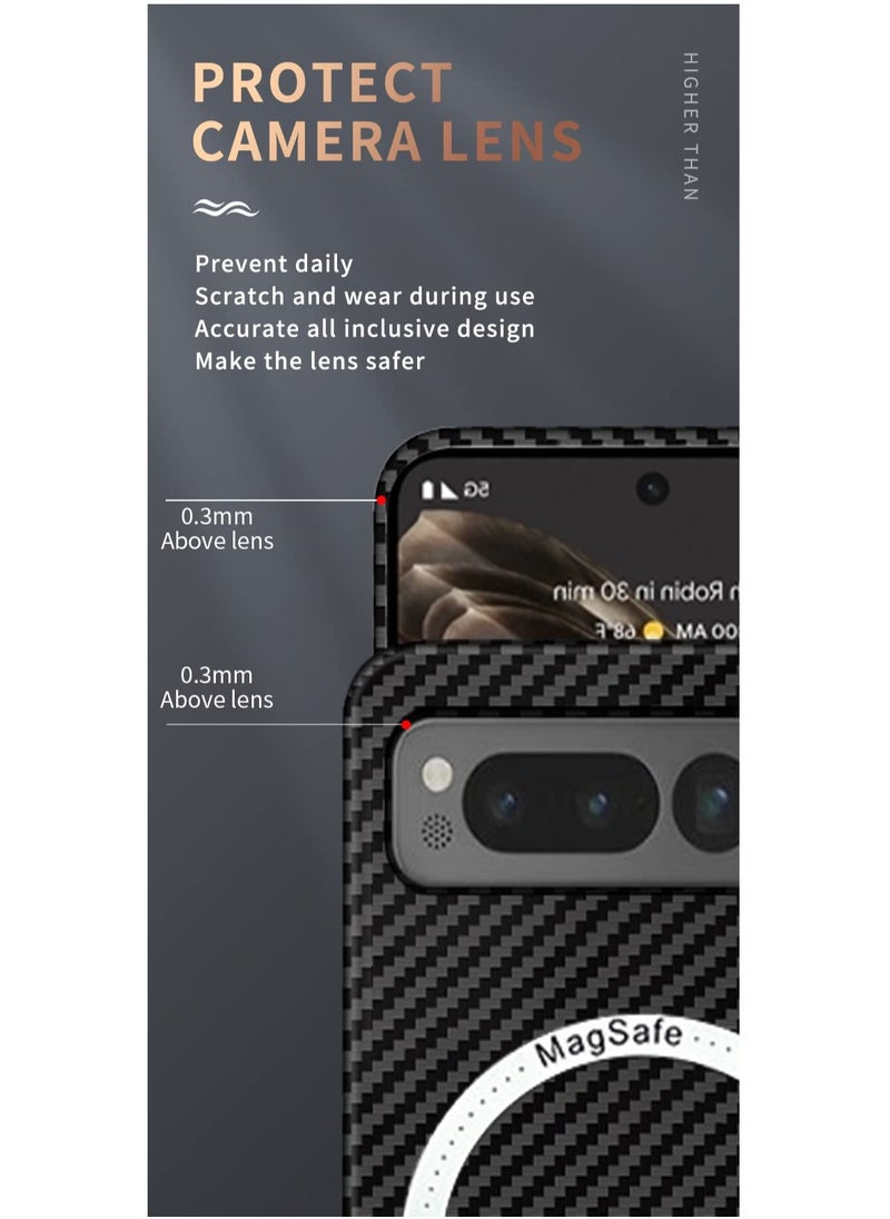 SYOSI - SYOSI Magnetic Case for Google Pixel Fold, Aramid Fiber Case Compatible with MagSafe Wireless Charging Anti-Scratch Shockproof Slim & Light Phone Case for Pixel Fold (Black, Red) - Image 1