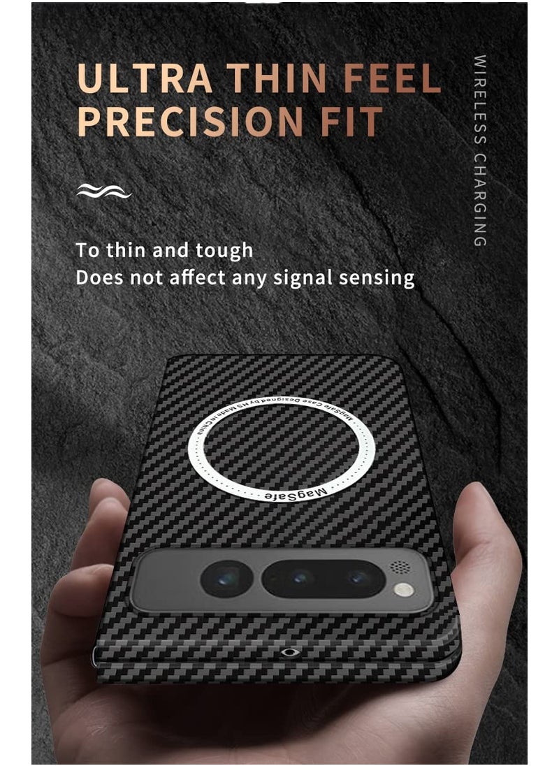 SYOSI - SYOSI Magnetic Case for Google Pixel Fold, Aramid Fiber Case Compatible with MagSafe Wireless Charging Anti-Scratch Shockproof Slim & Light Phone Case for Pixel Fold (Black, Red) - Image 1