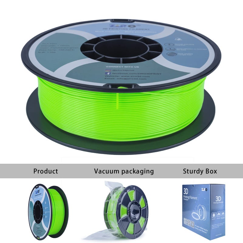 ZIRO Fluorescence PLA Filament 1.75mm, Luminous ONLY by UV Light, Glow Effect 3D Printer Filament PLA,1KG Spool, Dimensional Accuracy +/- 0.03mm, fit Most FDM 3D Printers, Fluo Green - Image 3