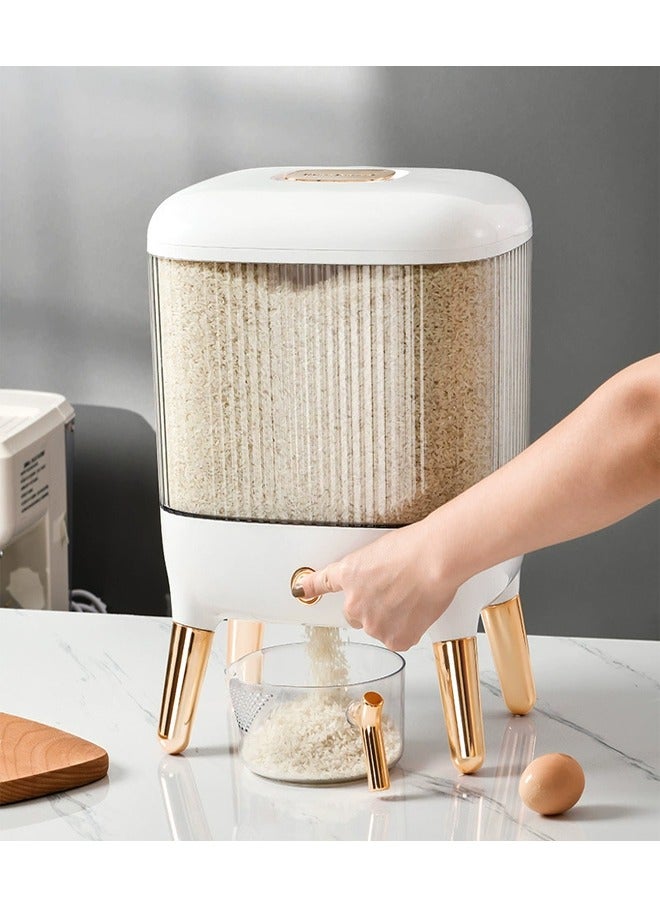 ATM 10KG Fashion Press Rice Storage Bucket with Wooden Legs - Image 1