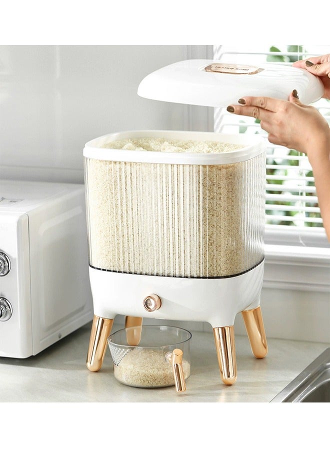 ATM 10KG Fashion Press Rice Storage Bucket with Wooden Legs - Image 4