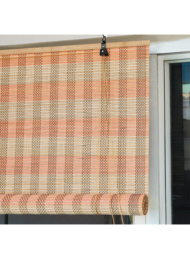 ABOUT SPACE Bamboo Curtains - W 3 ft x H 6 ft - Rope Mechanism Roll Up Down Bamboo Shade for Sunlight, Dust Protection Window Chick Blinds for Balcony, Restaurant, Hotel, Dhaba, Resort - Salmon - Image 1