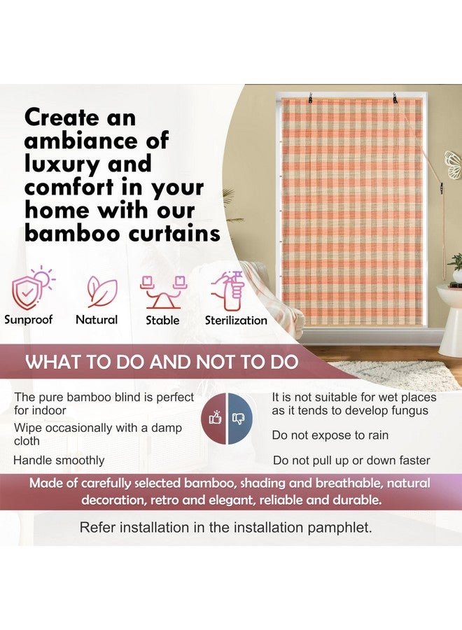 ABOUT SPACE Bamboo Curtains - W 3 ft x H 6 ft - Rope Mechanism Roll Up Down Bamboo Shade for Sunlight, Dust Protection Window Chick Blinds for Balcony, Restaurant, Hotel, Dhaba, Resort - Salmon - Image 4
