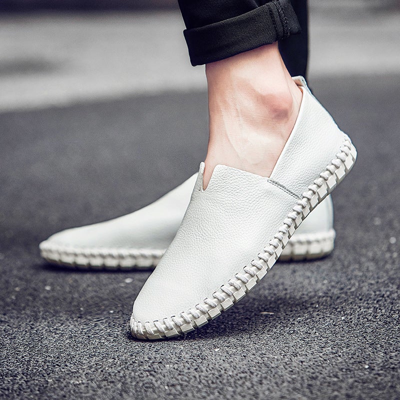 Four Seasons New Men'S Beans Shoe Head Layer Cowhide Outdoor Casual Lazy Shoes Foot Breathable Simple Trendy - Image 5