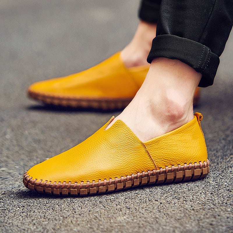Four Seasons New Men'S Beans Shoe Head Layer Cowhide Outdoor Casual Lazy Shoes Foot Breathable Simple Trendy - Image 2