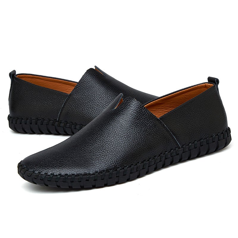 Four Seasons New Men'S Beans Shoe Head Layer Cowhide Outdoor Casual Lazy Shoes Foot Breathable Simple Trendy - Image 3