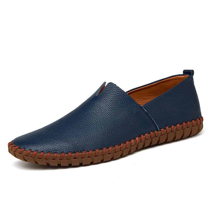 Four Seasons New Men'S Beans Shoe Head Layer Cowhide Outdoor Casual Lazy Shoes Foot Breathable Simple Trendy - Image 1