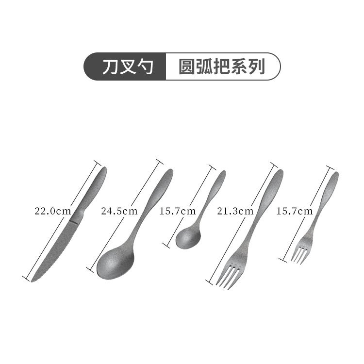 304 Stainless Steel Distressed Retro Style Tableware Industrial Style Bowl Plate Fork Spoon Chopsticks Snowflake Gray Outdoor Set - Image 1