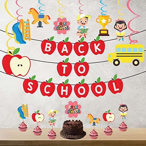 Festiko®Back to School and School Party Decoration Set (44 pcs), Back to School Party Supplies Combo(Banner,Swirls,Cake Toppers,Cup Cake Toppers & Balloons) - Image 3