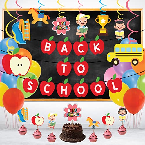Festiko®Back to School and School Party Decoration Set (44 pcs), Back to School Party Supplies Combo(Banner,Swirls,Cake Toppers,Cup Cake Toppers & Balloons) - Image 5
