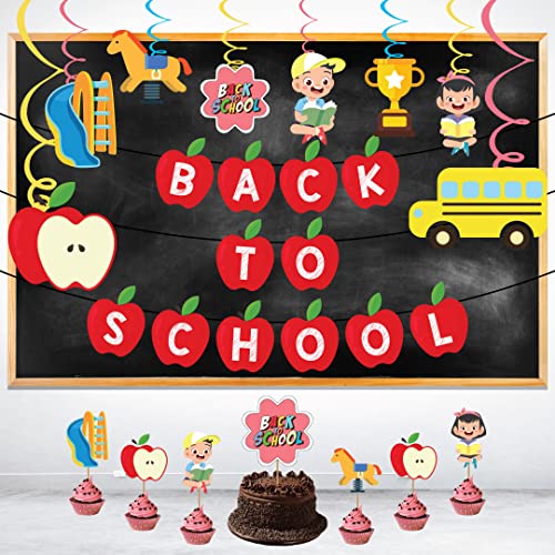 Festiko®Back to School and School Party Decoration Set (44 pcs), Back to School Party Supplies Combo(Banner,Swirls,Cake Toppers,Cup Cake Toppers & Balloons) - Image 4