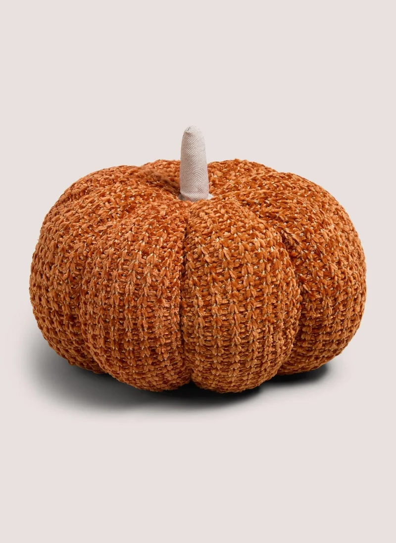 Matalan Orange Pumpkin Shaped Chenille Cushion
