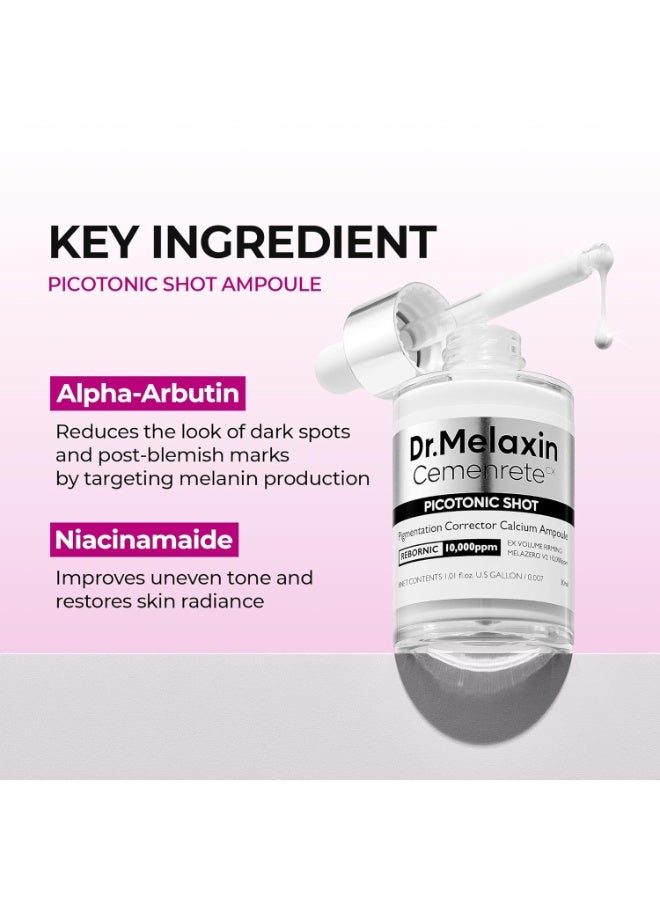 دكتور ميلاكسين سيروم Dr. Melaxin Picotonic Shot مع ألفا أربوتين ونياسيناميد | سيروم لشدّ البشرة وتعزيز كثافتها وتوحيد لونها | عناية بمكافحة علامات التقدّم في السن والبقع الداكنة | 30 مل - Image 4