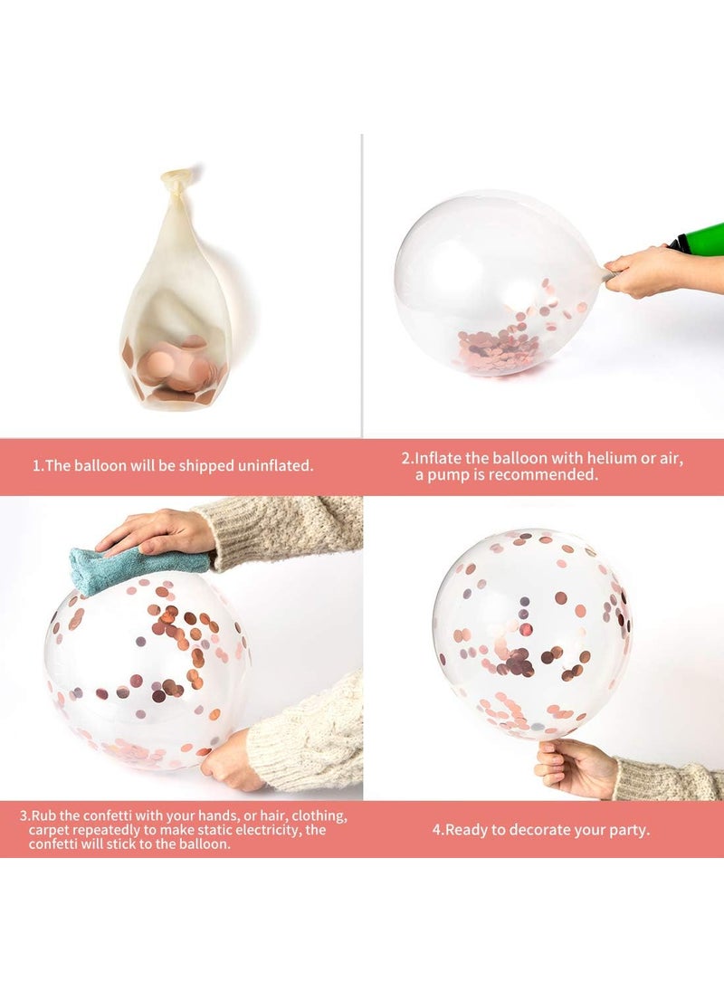 MAGJUCHE Rose Gold 95th Confetti Latex Balloons Woman Happy 95 Years Birthday Party Balloon Decoration With Confetti 12in 16 Pack  - Image 3