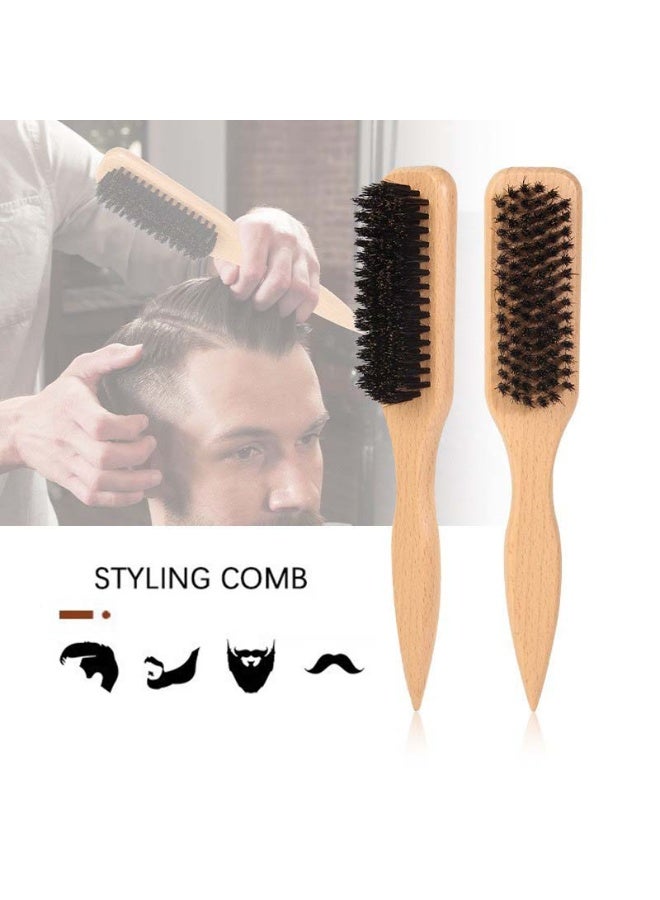 olayks 1 Pcs Unisex Beech Wood Hair Comb, Thick Boar Bristles with Beech Handle, Professional Hairstyling Brush for Parting, Backcombing, Sectioning, Edge Control and Taming Flyaways - Image 1