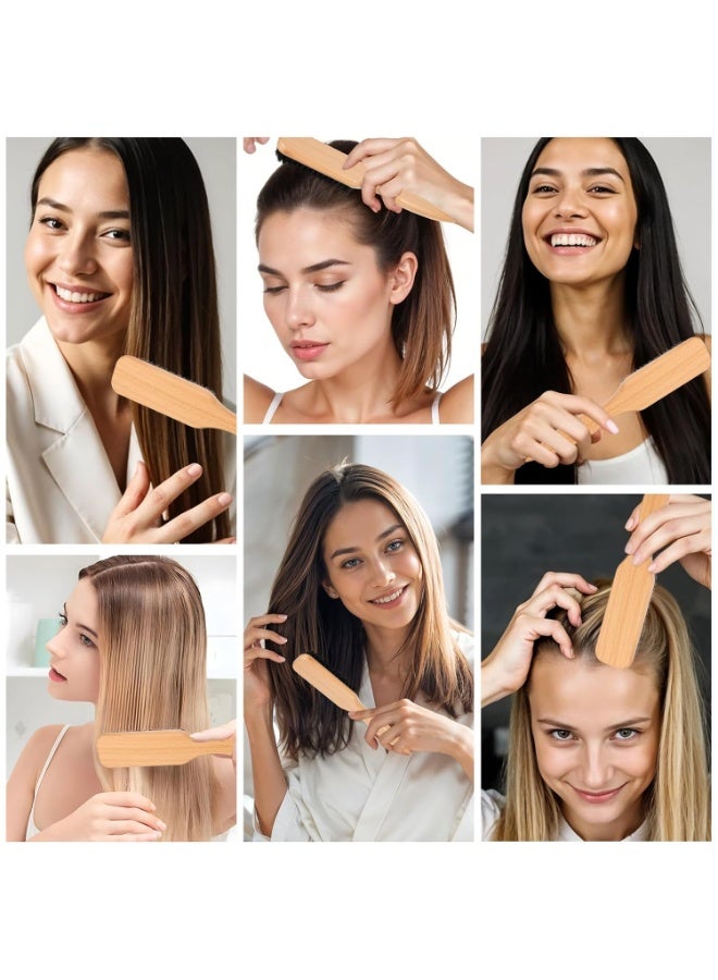 olayks 1 Pcs Unisex Beech Wood Hair Comb, Thick Boar Bristles with Beech Handle, Professional Hairstyling Brush for Parting, Backcombing, Sectioning, Edge Control and Taming Flyaways - Image 4