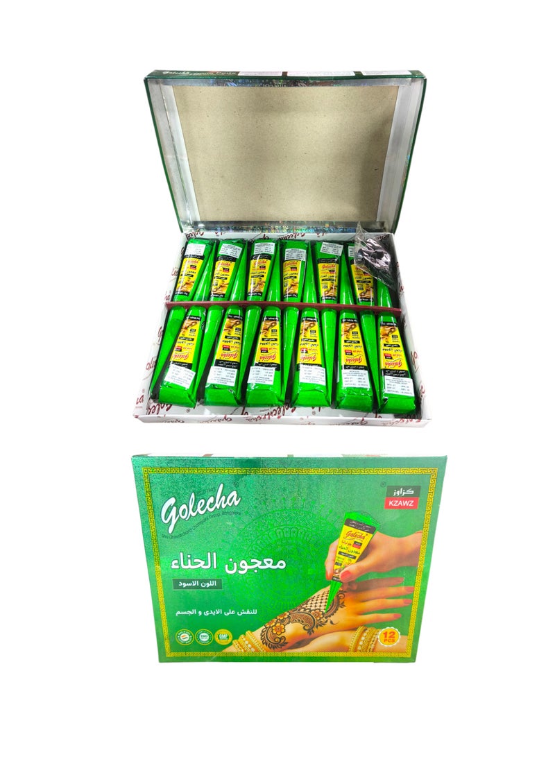 Golecha Cone Henna Box Natural Paste 12 Pieces Black - Image 1