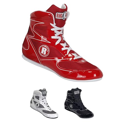 Ringside Diablo Boxing Shoes, Low-Top Ankle Shoes for Men and Women, Shoes in Synthetic Leather Finish, Ideal for Boxing, Wrestling and More, Red, Size 8 - Image 1