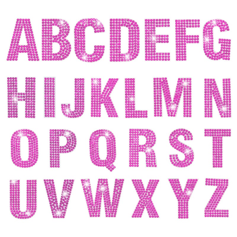 PRATIQUE Glitter Rhinestone Alphabet Letter Stickers 26 Letters SelfAdhesive Stickers for DIY Art and Craft Pink