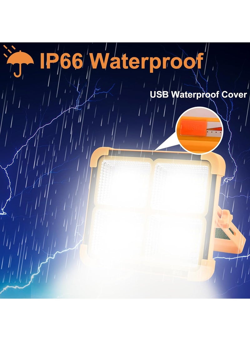 Portable LED Work Solar Flood Light With Solar Powered And USB Battery Rechargeable 5 Modes For Camping Hurricane Garage Fishing And Emergency - Image 2