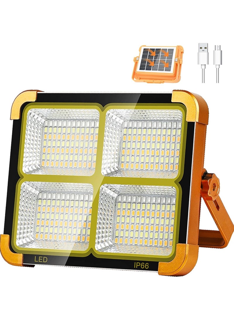 Portable LED Work Solar Flood Light With Solar Powered And USB Battery Rechargeable 5 Modes For Camping Hurricane Garage Fishing And Emergency - Image 1