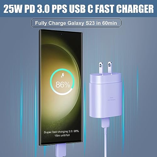 DiHines USB C Charger,25W Super Fast Charging Block Phone Charger Android &Fast Charger Type C 10Ft Cable Cord for Samsung Galaxy S26/S25/S24/S24+/S24 Ultra/S23/S23+/S23Ultra/S22/S22+/S22Ultra/S21/S20/Note 20 - Image 2