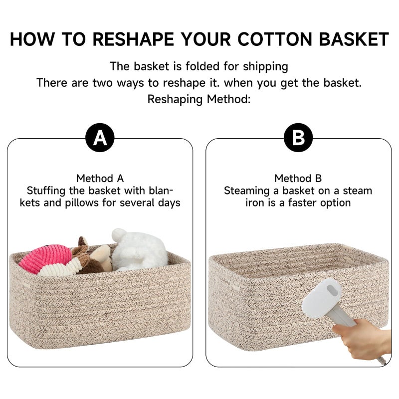 OIASKET 6 Pack Storage Baskets for Shelves, Small Baskets for Shelves, Cute Decorative Storage Bins, Organizer Basket for Gifts Empty, 11.8''Lx7.8''Wx4.7''H-Brown - Image 5