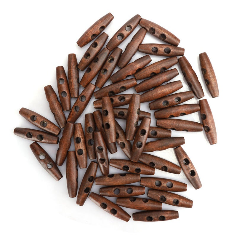 50Pcs Dark Coffee Sewing 2 Holes Wood Buttons DIY Coat Clothes Accessories Decoration - Image 1